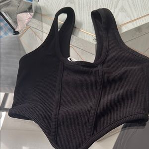 Bershka Black cropped corset top.
